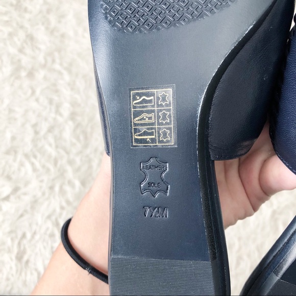 NEW Tory Burch Sienna Navy Blue Woven Pointed Toe Mules Flats Size 7.5 - Picture 9 of 9